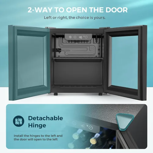 Miniatura 3 de EUHOMY Refrigerador de bebidas para 48 latas - Mini refrigerador con puerta de vidrio para cerveza, bebidas, vinos, refrigerador de bebidas de Negro