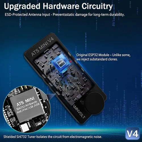 Miniatura 7 de ATS mini V4b Si4732 DSP Radio, Si4732 receptor de onda corta de banda con ESP32-S3, pantalla IPS de 1.9 pulgadas, circuito Hi-Z y amplificador