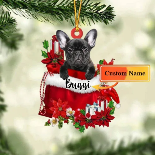 Miniatura 106 de Perro Akita Inu personalizado en bolsa de regalo, adorno de Navidad, nombre personalizado, regalo para amantes de los perros, familia, Navidad