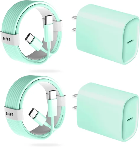 Miniatura 19 de Cargador para teléfono 17, 16, 15 Pro, carga rápida, 20 W, USB C, bloque de carga rápida con cargadores tipo C de 6.6 pies de largo, cable de carga