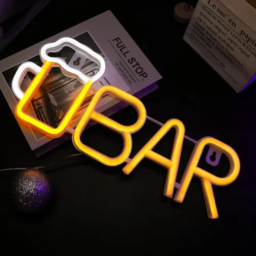Miniatura 2 de ENUOLI Letrero de Neón de Bar, Luz de Neón de Cerveza LED para Bar, Letrero LED Alimentado por USB/Batería para Cueva de Hombre, Letrero de Neón
