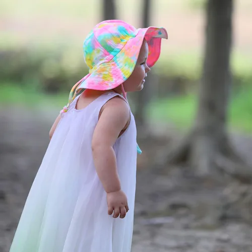Miniatura 6 de DASMINI Baby Girls Sun Hat Cute Flower Toddler Summer Outdoor Infant Beach Wide Brim Flowers and tie dye