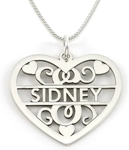 Miniatura 8 de AJ's Collection Collar de plata de ley con inicial y nombre de corazón elegante. Elección de 925, placa de oro de 14 quilates o placa de oro rosa