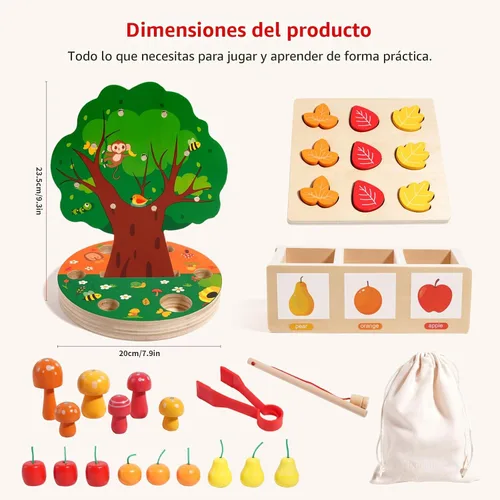 Miniatura 7 de INIFEIDALA Juguetes Montessori para niños de 3, 4, 5 y 6 años - Juguete sensorial de madera para niños pequeños - Rompecabezas de clasificación