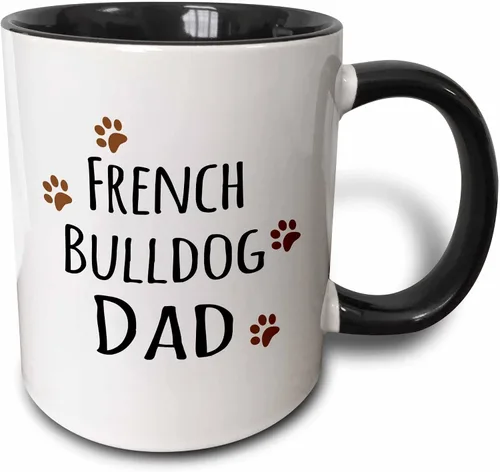 3dRose French Bulldog Dog Dad-Doggie by Breed-Brown - Taza con estampado de patas fangosas, 11 onzas, color negro