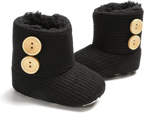 Miniatura 5 de Nomere Botas de nieve unisex con botones de invierno para bebé, suela suave, antideslizantes, cálidas, zapatos para cuna recién nacidos