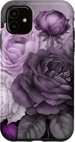 Miniatura 8 de Purple Watercolor Rose Flower Bouquet on Gray Case for iPhone 17