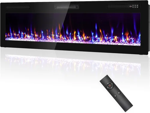 Miniatura 12 de Chimenea Eléctrica Empotrada y de Montaje en Pared Mejorada 2025 de 72", Chimeneas de Fuego Beleze Ultra Delgadas y Estrechas con Control Remoto