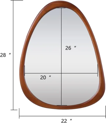 Miniatura 6 de Espejo de pared de madera irregular de 28 x 22 pulgadas, espejo decorativo abstracto asimétrico para sala de estar, dormitorio, entrada, baño