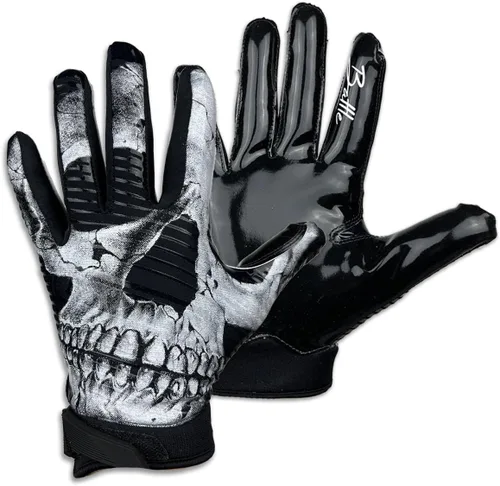 Battle Sports Skullface - Guantes de fútbol americano con capa de extraterrestre rosa para receptor abierto, ultraadherentes y con agarre,