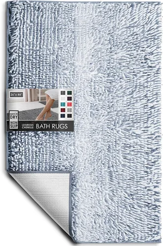 Miniatura 34 de Hearth & Harbor Alfombras de baño, tapete de baño de chenilla - Alfombras de baño lavables a máquina para baño con respaldo antideslizante de goma
