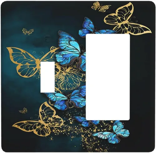 Miniatura 174 de Placa de cubierta de tomacorriente con diseño de mariposa, placas decorativas de pared, 1 gang, cubiertas de enchufes eléctricos, placa frontal Arte
