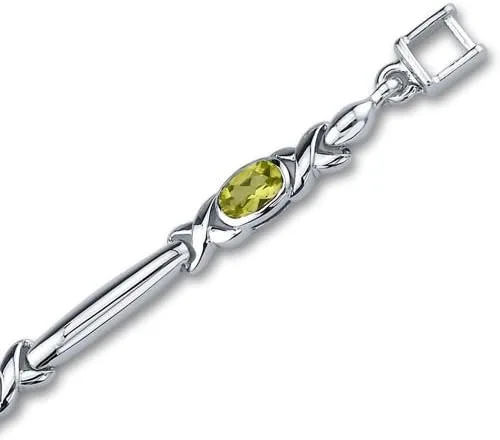 Miniatura 3 de Peora Juego de pulseras de peridoto de plata de ley de 2,25 quilates, No aplicable, Peridoto