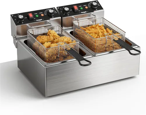 Miniatura 9 de Freidora eléctrica profunda de un solo tanque con canasta, capacidad 10L (10.5QT), freidoras eléctricas de encimera con temporizador de 60 minutos
