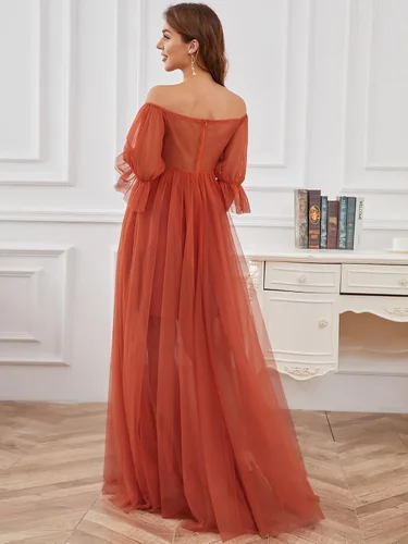 Miniatura 2 de Ever-Pretty Vestido de maternidad de tul con hombros descubiertos para mujer 20862