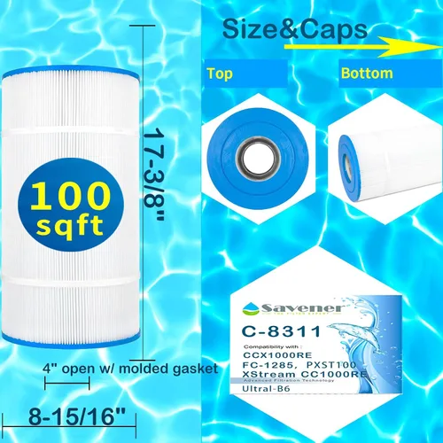 Miniatura 2 de C-8311 Cartucho de filtro de piscina de repuesto para CCX1000RE (CC 1000E), XStream CC1000RE, PXST100, FC-1285, 81005, 100 pies cuadrados, 1 paquete