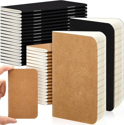 Miniatura 13 de Outus 36 piezas de mini cuadernos de bolsillo 2.5" x 4" de papel kraft, bloc de notas mini, cubierta blanda en masa, cuaderno de notas de bolsillo