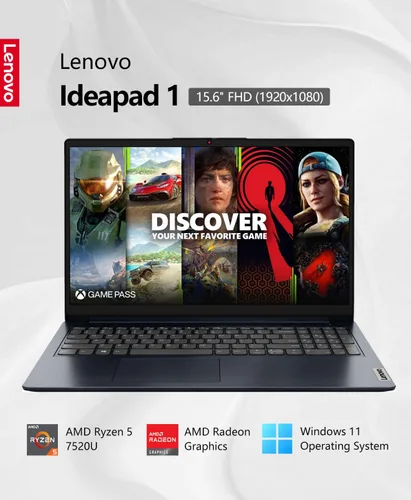 Miniatura 2 de Lenovo Ideapad 1 - Laptop FHD de 15.6 pulgadas (1920 x 1080) IPS 300 nits con pantalla antirreflejos, táctil, Ryzen 5 7520U, 8 GB de RAM, 256 GB