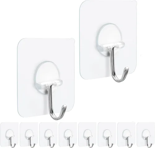 FOTYRIG Ganchos adhesivos resistentes, 15 libras (máx.), giratorios de 180 grados, ganchos adhesivos de pared para colgar ganchos de pared sin