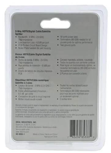 Miniatura 6 de IDEAL INDUSTRIES INC. 85-333 - Divisor de cable digital de 3 vías, 2,4 GHz
