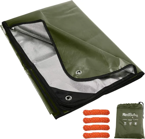 Miniatura 12 de RedSwing Manta de Supervivencia de Servicio Pesado, Lona Térmica de Emergencia Impermeable, Mantas Reflectantes Multiusos Aisladas para Todo Tipo