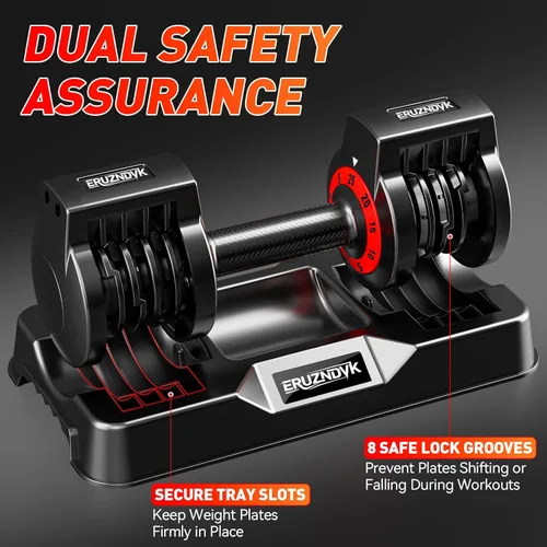 Miniatura 5 de 25/55lb Pair Adjustable Dumbbell Set, Adjustable Dumbbells Set of 2, 5 in 1/10 in 1 Free Weights Dumbbells Set with Anti-Slip Texture Handle