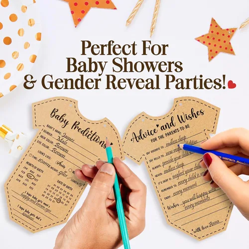 Miniatura 5 de STOFINITY Tarjetas de predicciones y consejos para baby shower - Tarjetas de consejos de baby shower para futuros padres, libro de tarjetas