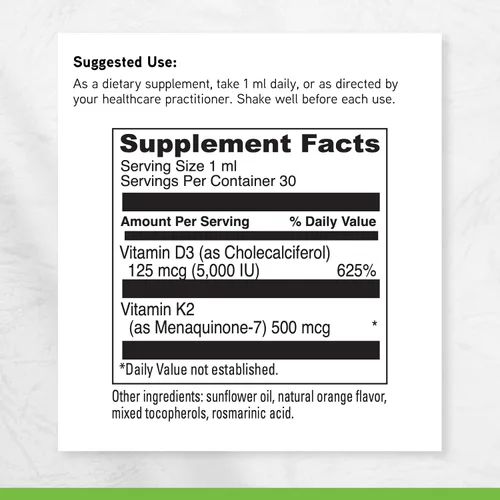 Miniatura 6 de DAVINCI Labs D3/K2 Liquid - Suplemento líquido de vitamina D y vitamina K para la salud ósea, apoyo cardíaco y absorción de calcio* - 1.0 fl oz
