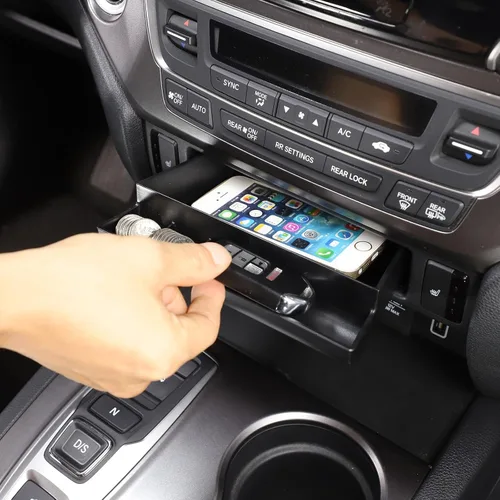 Miniatura 9 de Organizador de consola central para Honda Pilot 2016-2022/ Ridgeline 2017-2025/ Passport 2019-2025, Caja de almacenamiento con cajón de privacidad