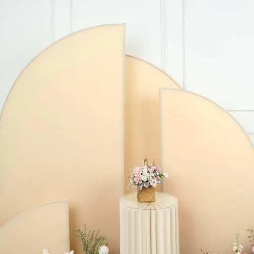 Miniatura 9 de Efavormart - Juego de 4 fundas de elastano beige para arco de media luna, fundas de telón de fondo Chiara de 2.5 pies a 7 pies para escenarios