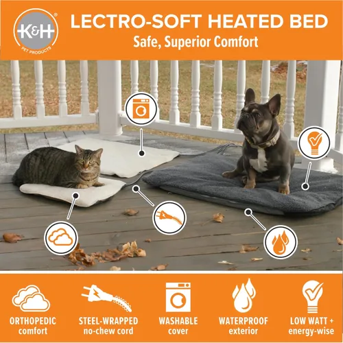 Miniatura 2 de Cama climatizada electrónica K&H, suave e ideal para exteriores (incluye funda), Bronceado