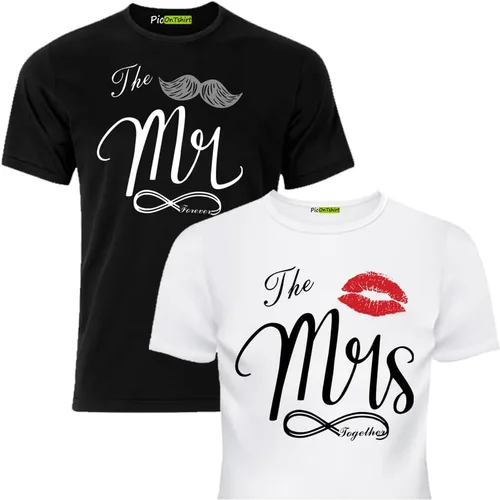 Conjunto de camisas a juego para parejas, él y ella, señor y señora, marido, esposa, colores blanco y negro, trajes de ajuste regular