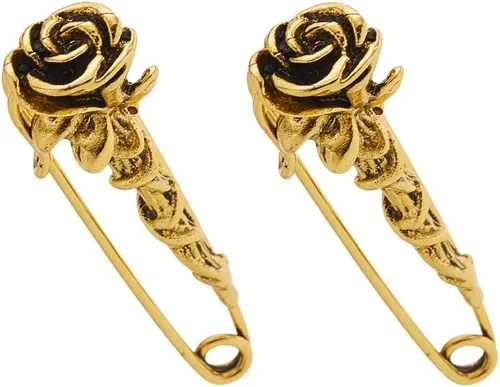 SUPERFINDINGS Broche de seguridad de flores, 2 unidades, con forma de rosa, broche de seguridad grande, broche de aleación floral para ropa, dorado