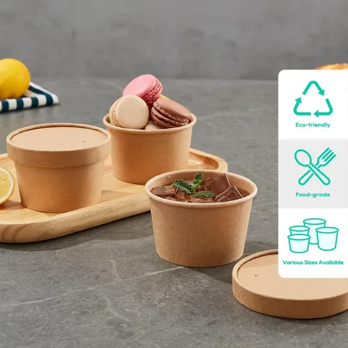 Miniatura 6 de JOLLY PARTY 50 paquetes de envases de sopa de papel de 8 onzas con tapas, tazas de papel desechables para comida, tazas de helado, almacenamiento
