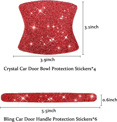 Miniatura 6 de BetterJonny 10 unidades de protectores de arañazos de cristal, pegatinas de manija de strass para protección brillante para calcomanías de auto