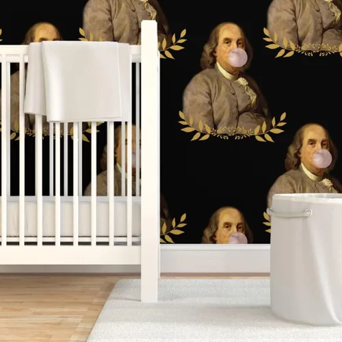 Miniatura 6 de Spoonflower Papel tapiz para despegar y pegar, papel tapiz extraíble personalizado de Benjamin Franklin Presidente Histórico Caprichoso Bubblegum