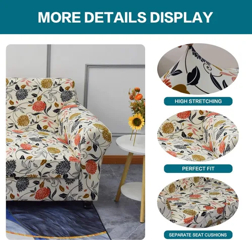 Miniatura 3 de KRFOONN - Fundas elásticas de 4 piezas para sillón y sofá, funda con estampado y 3 fundas independientes para cojines de asiento, lavables, Color01