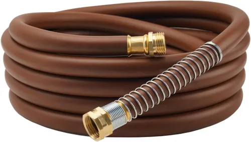 Miniatura 56 de Guitrees Leader Manguera de jardín de 15 pies x 5/8 pulgadas, manguera de agua corta resistente, accesorios macho a hembra, trenzado de cinco capas