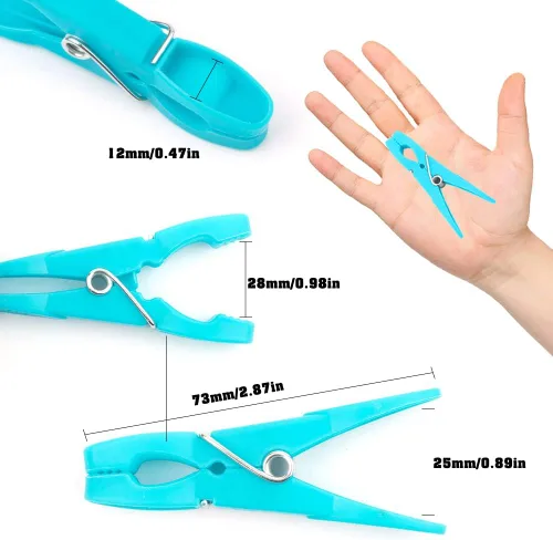 Miniatura 2 de 24 pinzas de plástico para ropa, pinzas de ropa resistentes, juego de alfileres de ropa de secado al aire, clips de toalla, clips de resorte, clips