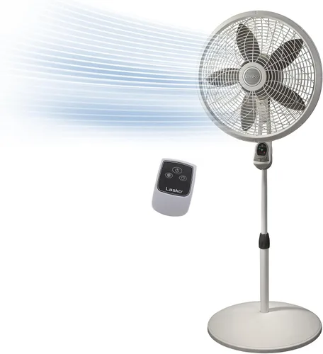 Miniatura 12 de Lasko 1646 - Ventilador de pedestal oscilante y ajustable con temporizador y control remoto para uso en interiores, dormitorio, sala de estar, Blanco