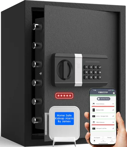 Miniatura 12 de FORFEND - Cajas Fuertes Inteligentes para el Hogar Desbloqueo/Alarma por App de Caja Fuerte WiFi Control por Voz, Alarma SOS de Secuestro