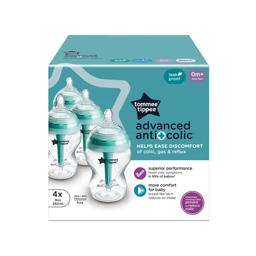 Miniatura 8 de Tommee Tippee Biberones anticólicos avanzados de 9 onzas sin BPA, para recién nacido a partir de 0 meses, pezón de flujo lento similar al pecho