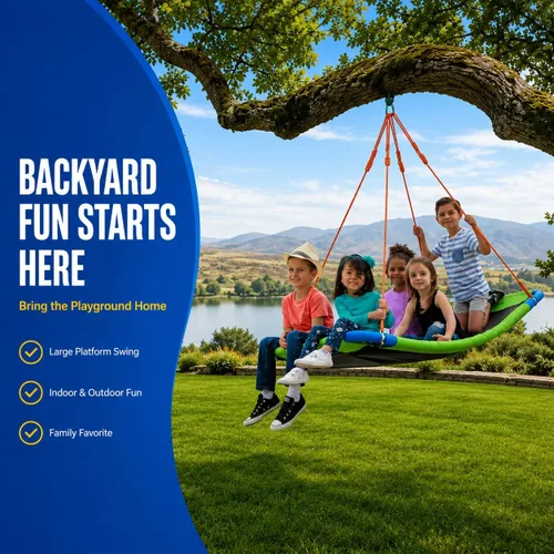 Miniatura 2 de PLATPORTS Columpio de plataforma – Columpio rectangular grande para niños y adultos