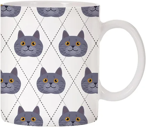 Miniatura 20 de Adorable Cat Breed Design Argyle Pattern Taza de café de cerámica (abisinian)