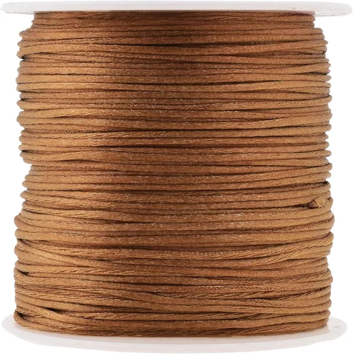 Miniatura 44 de Mandala Crafts Cordón de Satén de Nailon 2mm Cordón Rattail Champagne - 100 Yardas Cordón de Nailon Chino para Nudos Cordón de Seda Cola de Rata