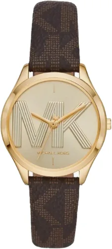 Michael Kors MK2862 Reloj de mujer con esfera de logotipo en tono dorado y correa de cuero marrón Marrón