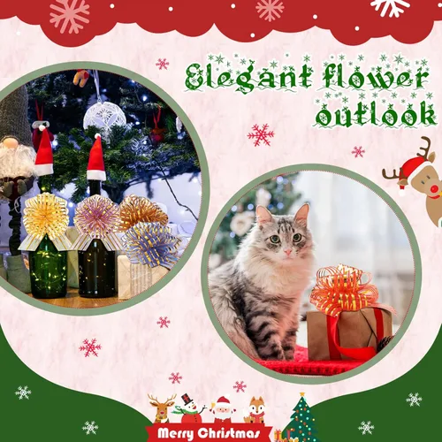 Miniatura 4 de Poen 24 Piezas Lazos de Organza con Cordón de Navidad de 6 Pulgadas Lazos Grandes de Cinta para Envolver Regalos Manualidades para Envolver Regalos