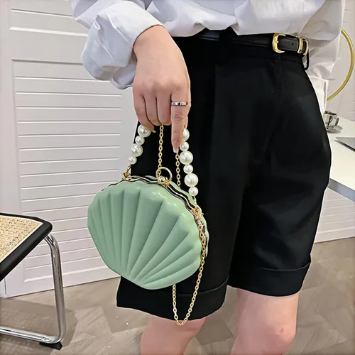 Miniatura 3 de Mini bolso de mano de noche de concha de mar para mujer, bolso con asa superior, correa de cadena, bolso cruzado