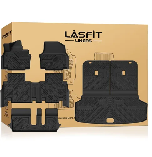 Miniatura 40 de LASFIT Tapete de carga y respaldo para Nissan Armada/Infiniti QX80 2019-2024, TPE para todo tipo de clima, ajuste personalizado, fácil de limpiar