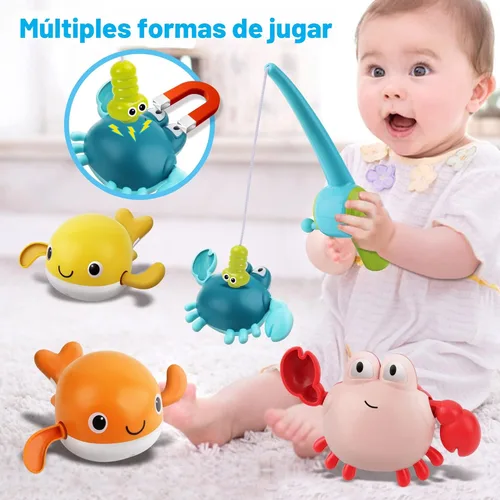Miniatura 2 de Dwi Dowellin Juguete de baño para niños pequeños, juguete de bañera con juguetes de natación flotantes sin moho y tazas apilables, juego de pesca